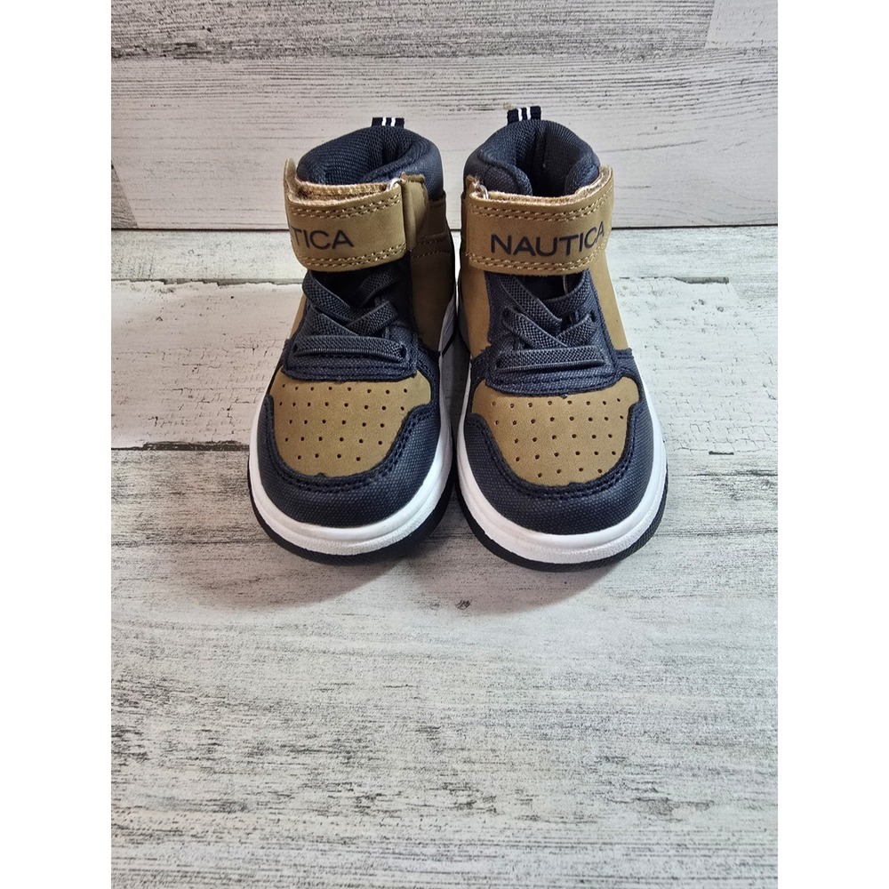 Nautica Oakford Toddler Boy High Top Sneakers Navy Blue Tan Size‎ 5 US 20 EUR